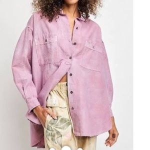 NWT Free People Mountain Flower pink button down